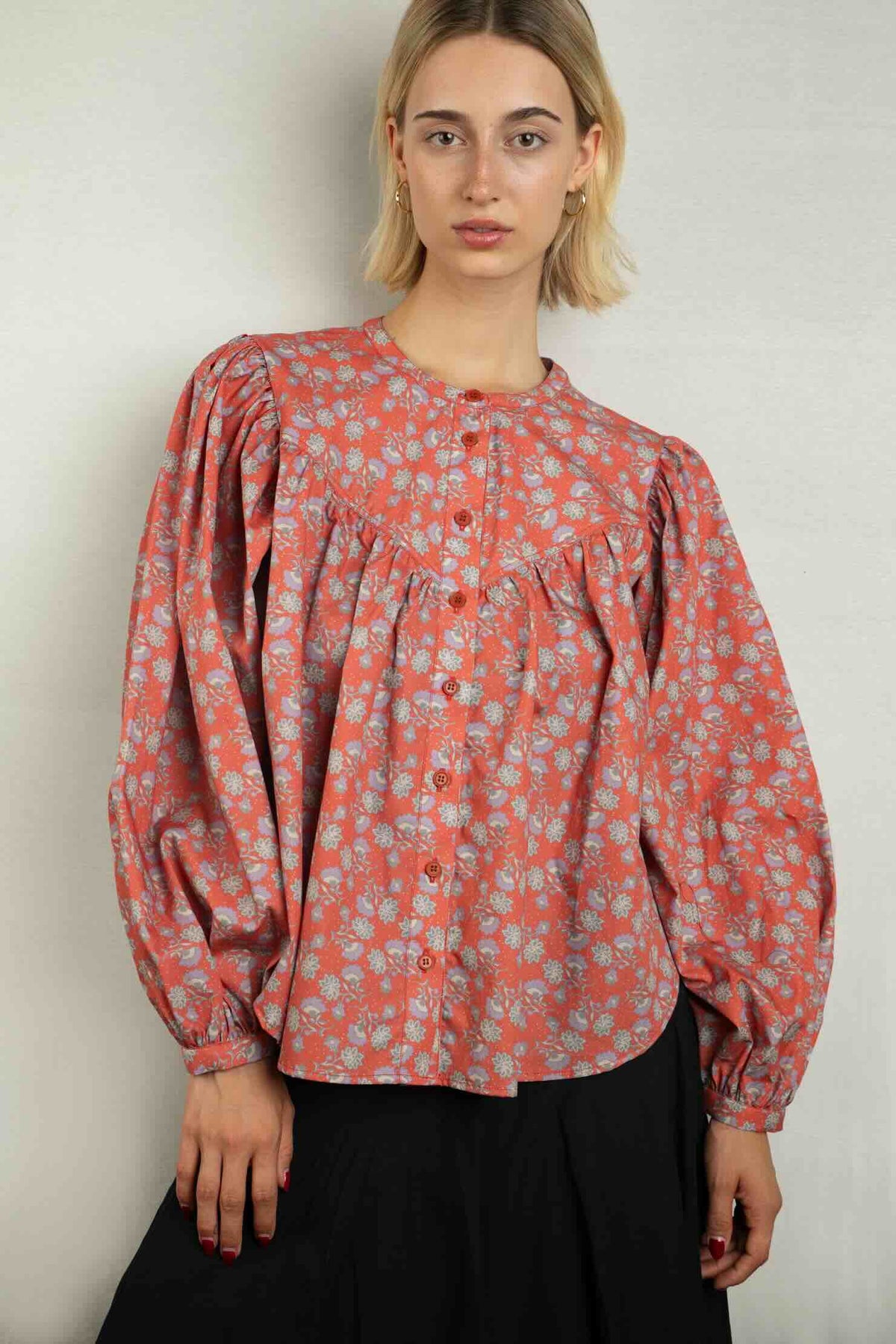 Bluse mit Print orange