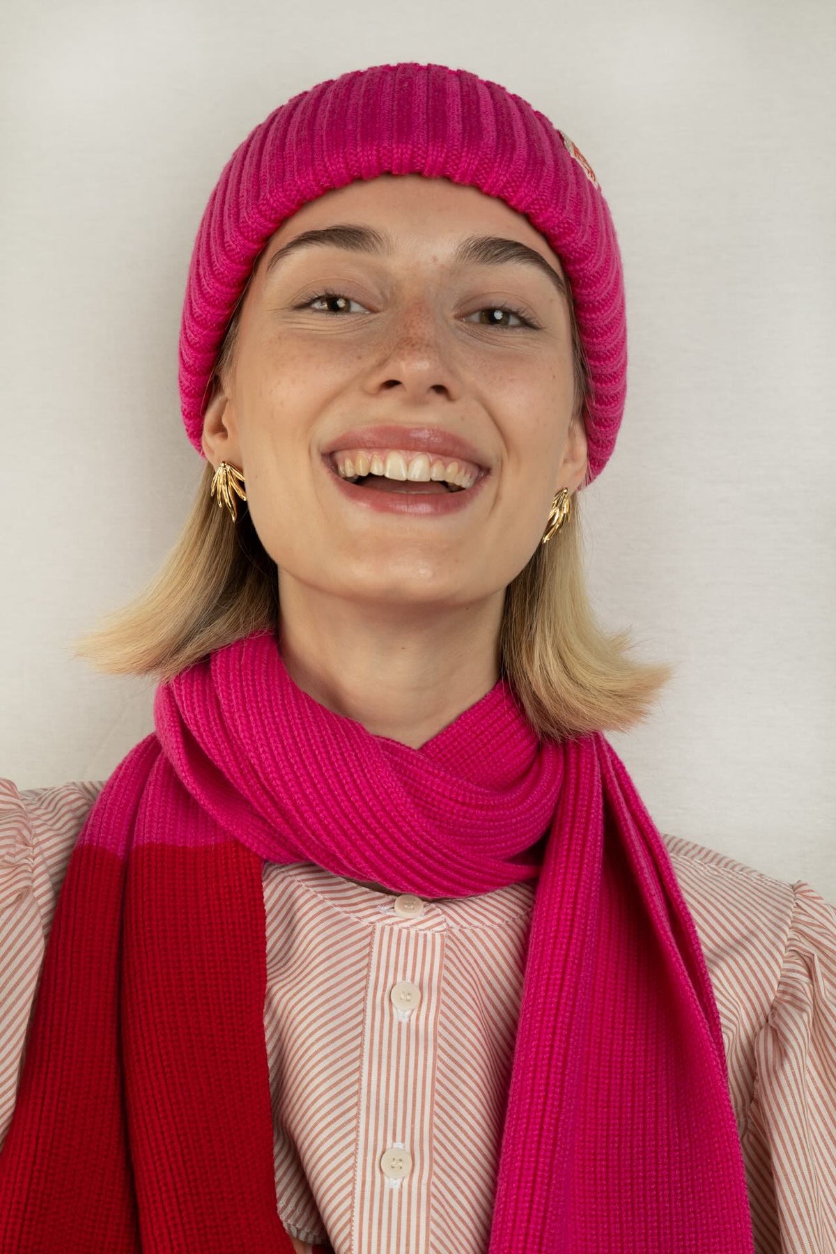 Strickschal Block Pink