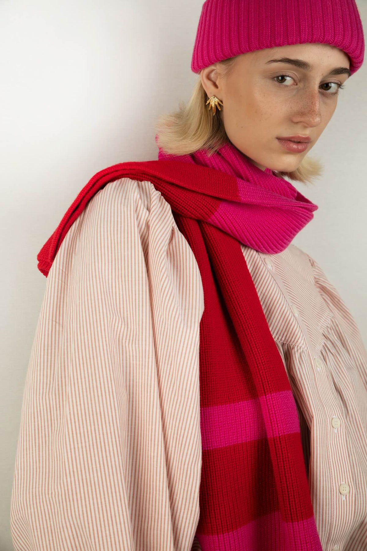 Strickschal Block Pink