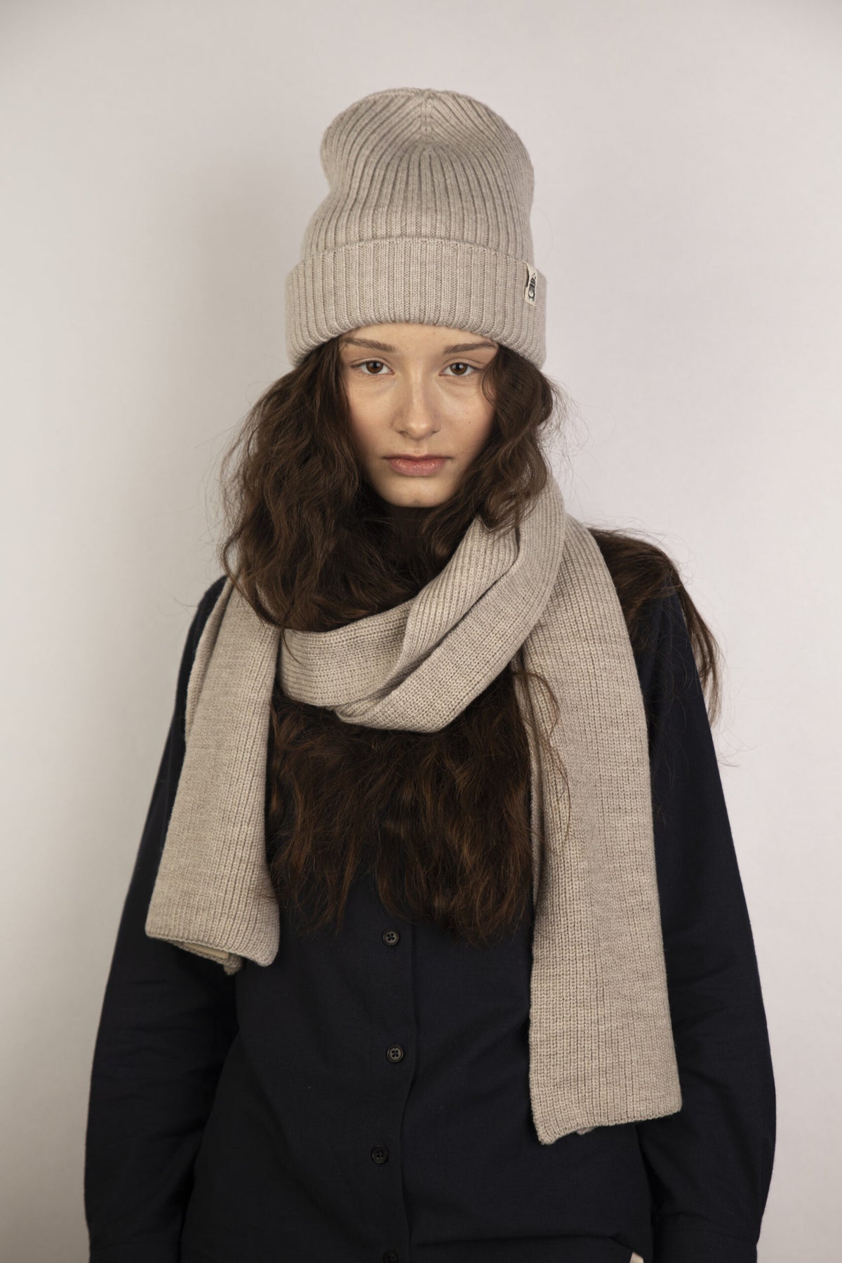 Strickmütze beige