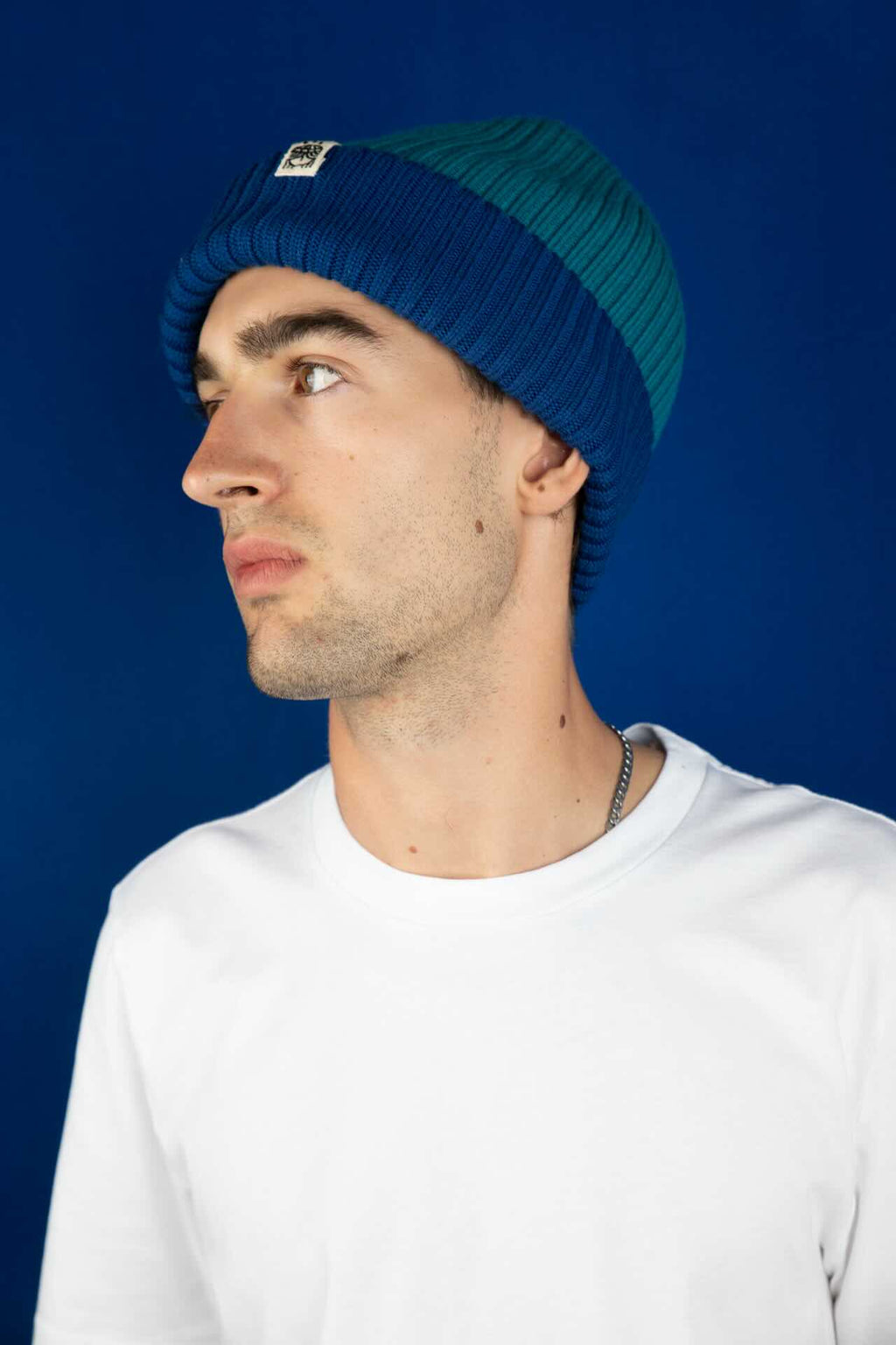 Strickmütze Block Blau