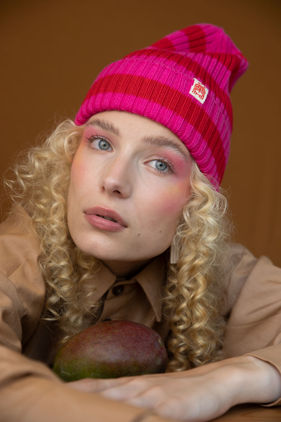 Strickmütze Ringel Pink Rot
