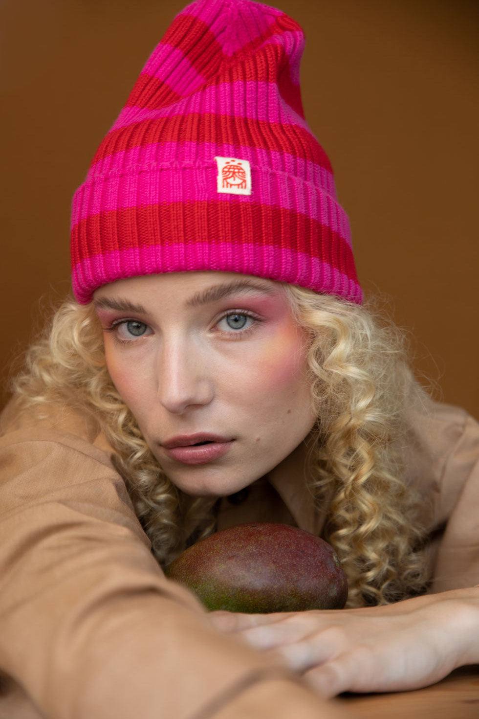 Strickmütze Ringel Pink Rot