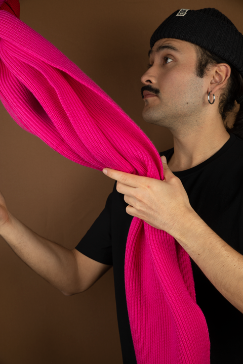Strickschal Block Pink