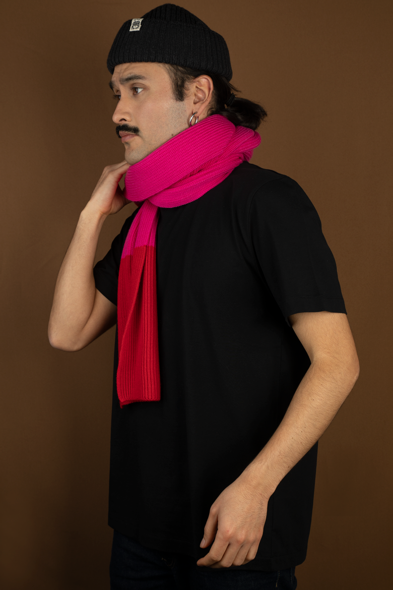 Strickschal Block Pink