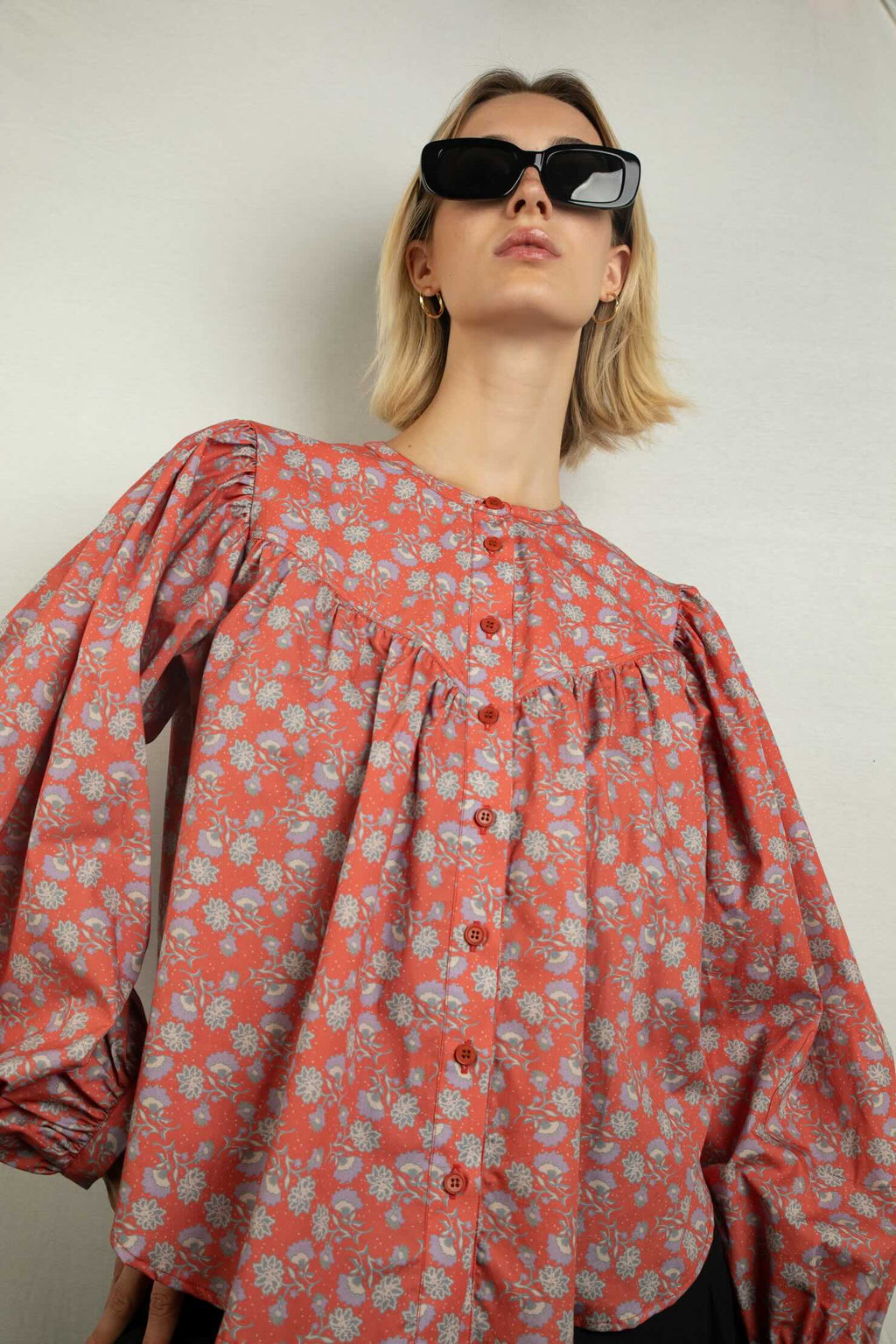 Bluse mit Print orange