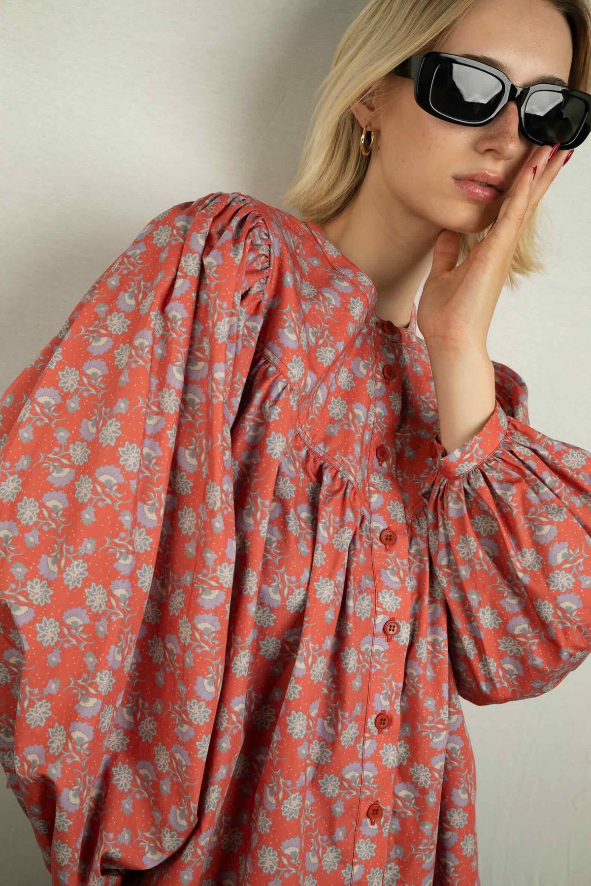 Bluse mit Print orange