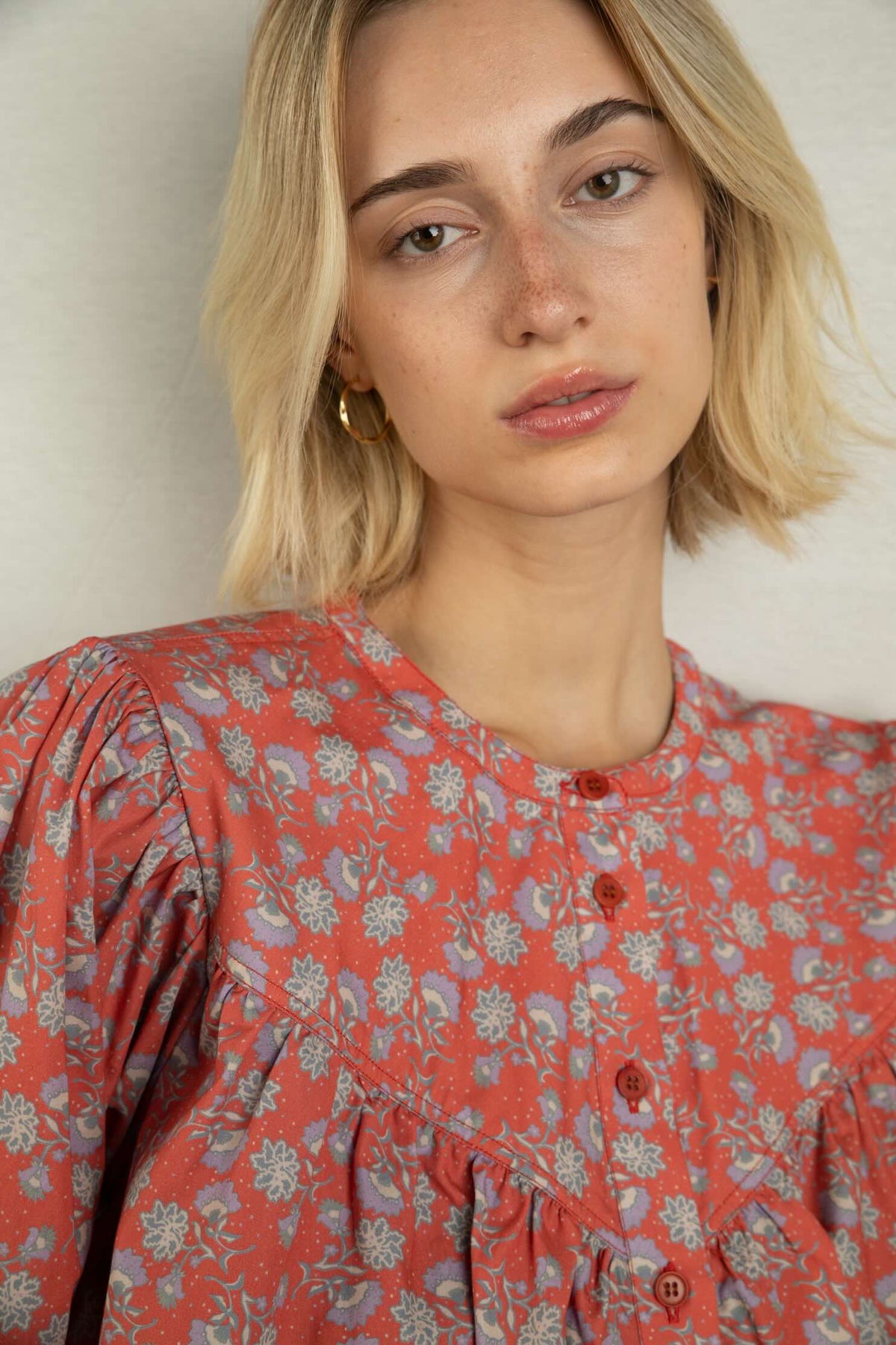 Bluse mit Print orange