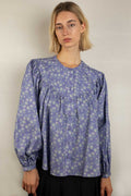 Bluse mit Print Baumwolle blau
