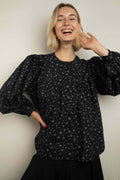 Bluse mit Print schwarz