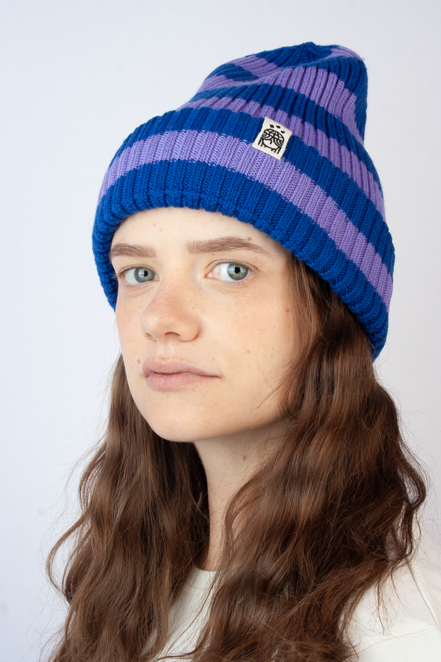Strickmütze Ringel flieder blau