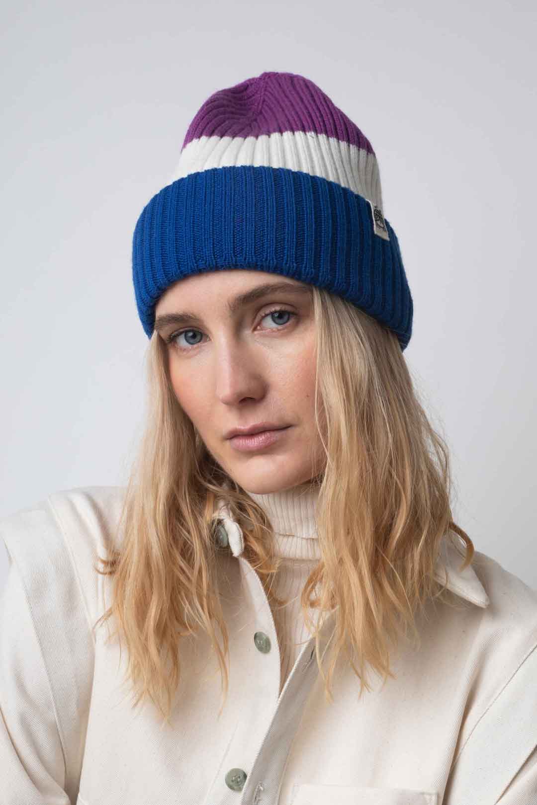 Strickmütze Lila Blau