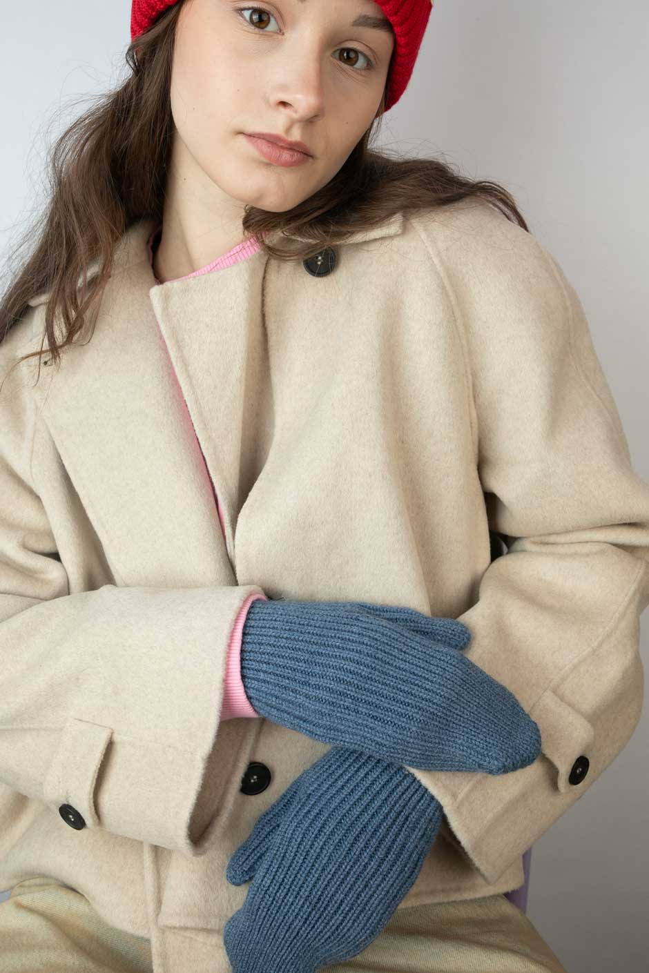 Handschuhe Blau Melange