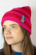 Strickmütze Ringel Pink Rot Coffee First