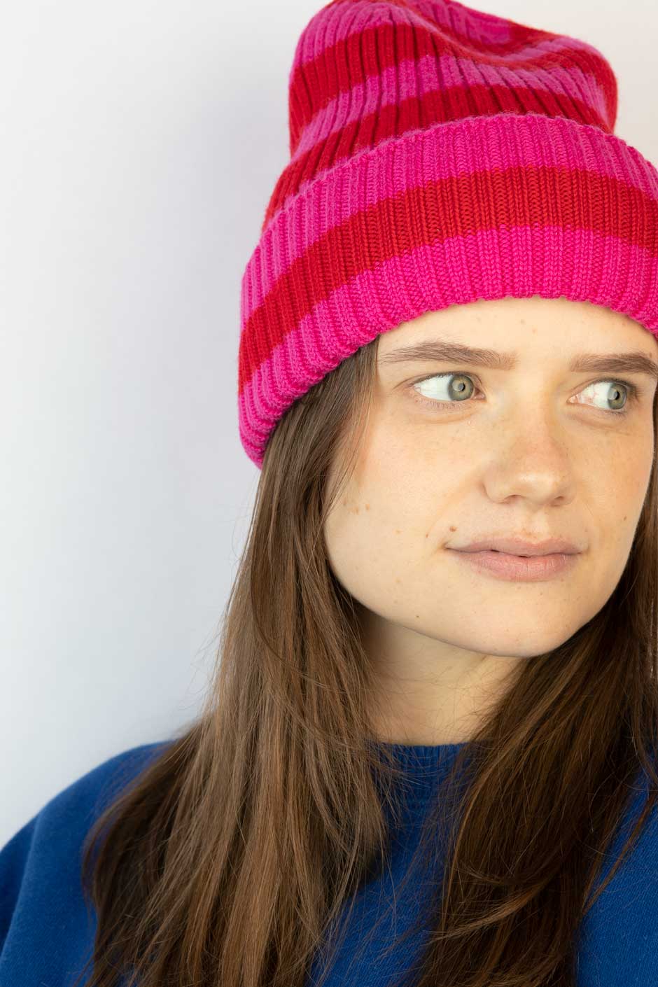 Strickmütze Ringel Pink Rot