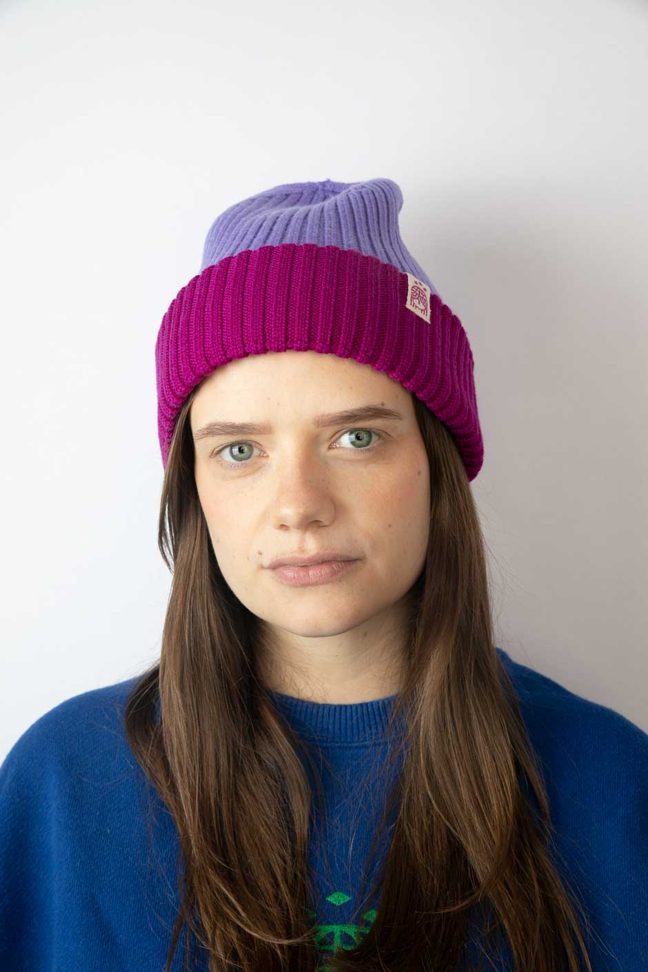 Strickmütze Block flieder pink