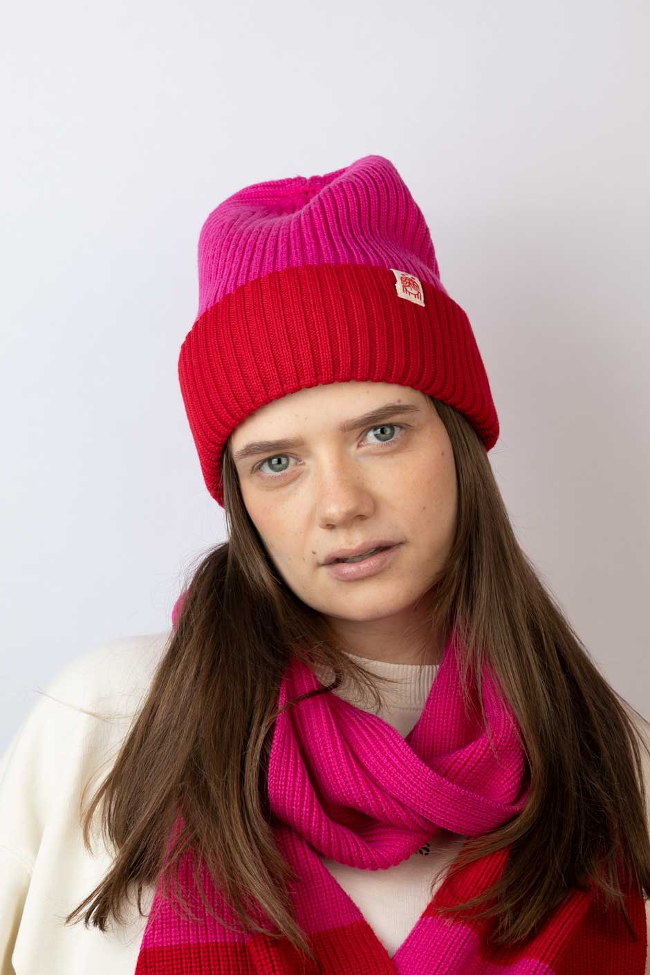 Strickmütze Block Pink