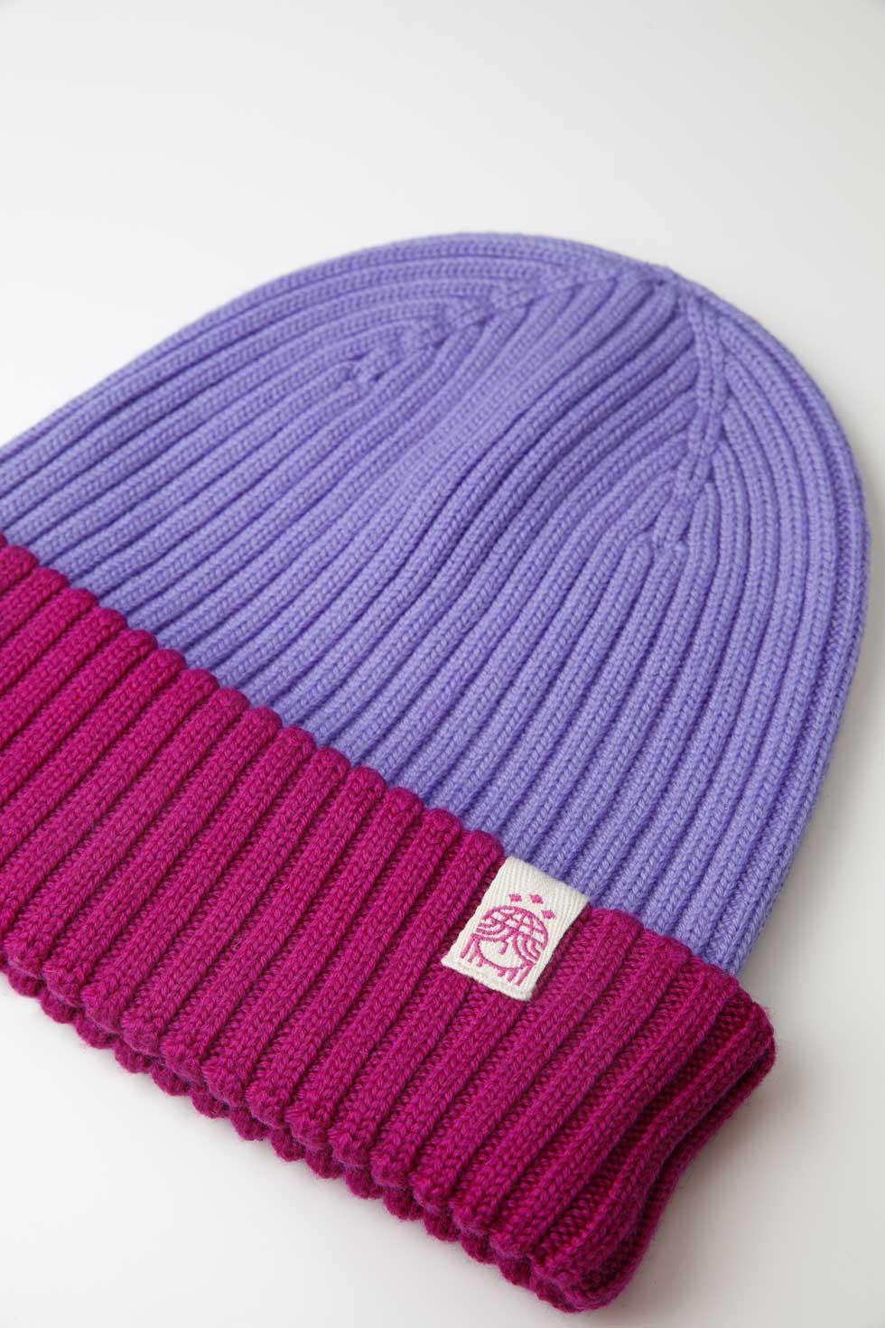 Strickmütze Block flieder pink
