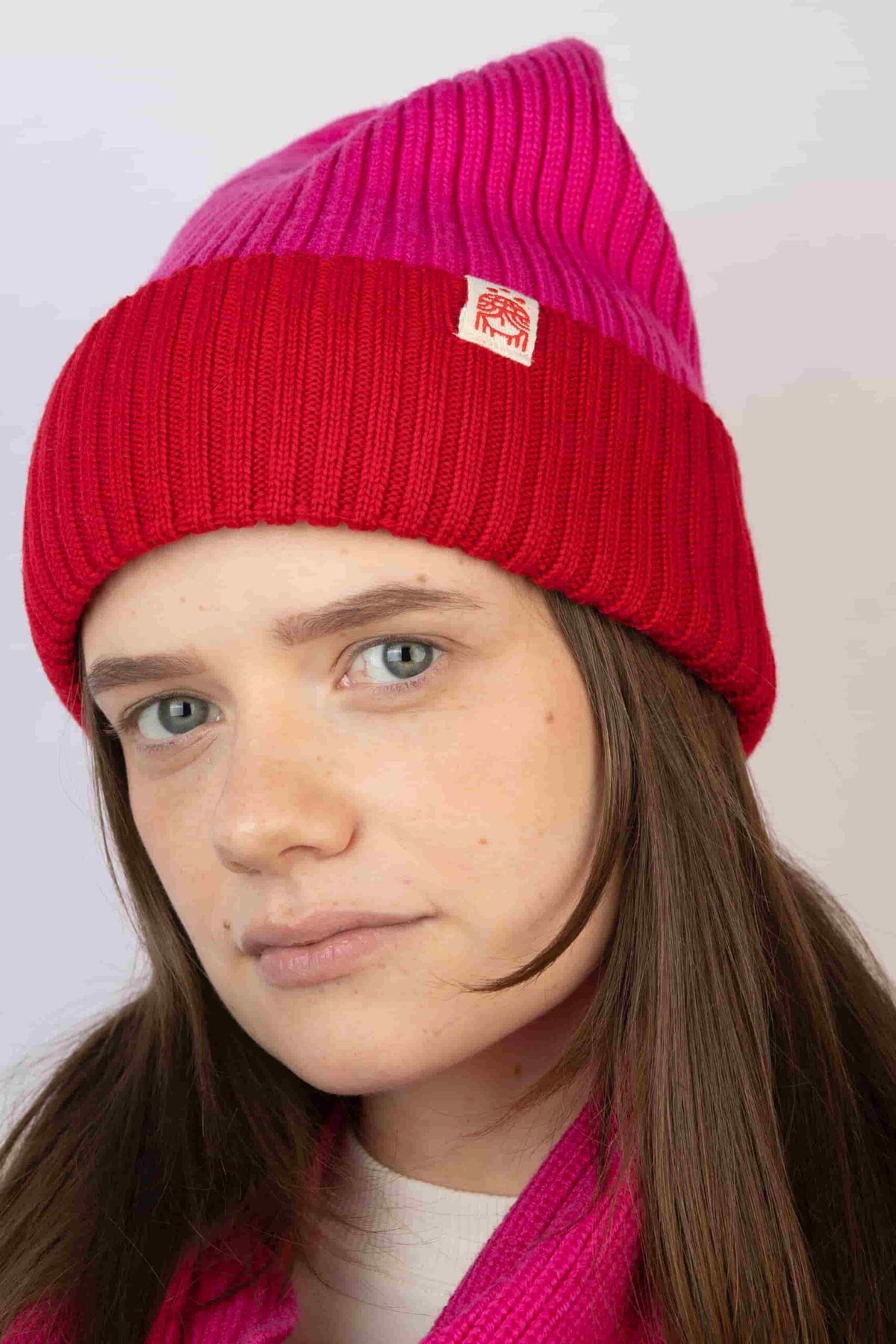 Strickmütze Block Pink