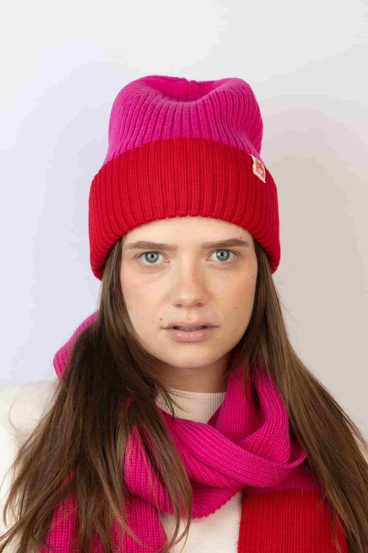 Strickmütze Block Pink