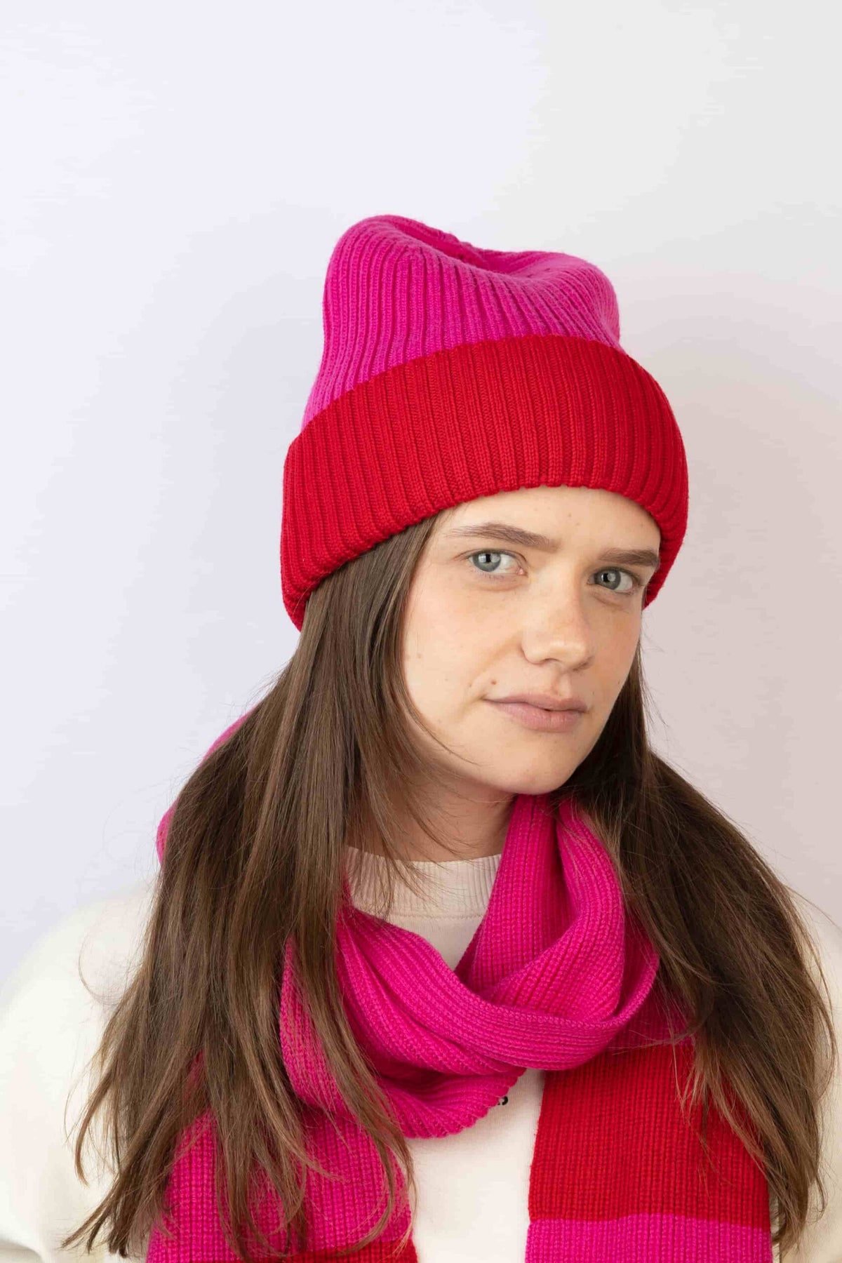 Strickschal Block Pink
